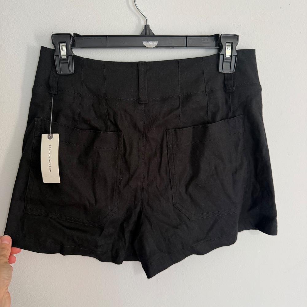 E1 Anthropologie Colette European Linen Stretch Black High-Rise Patch Pocket 27 - Picture 6 of 7